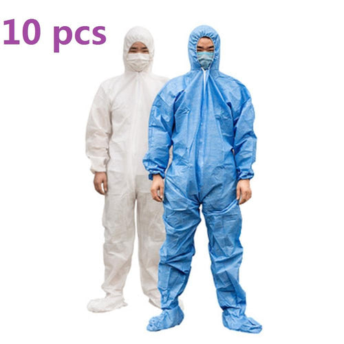 10 PCS Disposable Workwear Coverall Protective Clothing